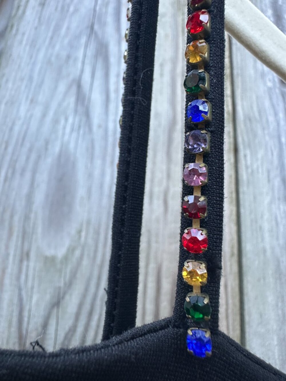 STAUD Black Rainbow Rhinestone Strap Square Neck Camisole Top M - Picture 2 of 10
